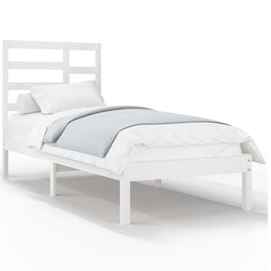 vidaXL sengeramme 90x200 cm massivt tr&aelig; hvid