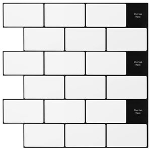 vidaXL Subway flise 50 stk. Hvid sort 30 x 30 cm Polyurethan og PET