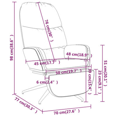 vidaXL lænestol med fodstøtte kunstlæder skinnende brun