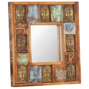 vidaXL spejl med buddha-billeder 50x50 cm massivt genbrugstr&aelig;