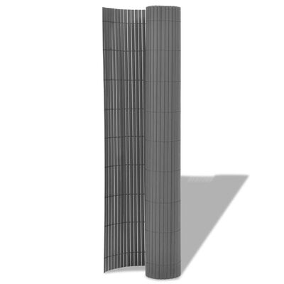 vidaXL dobbeltsidet havehegn PVC 90 x 300 cm grå
