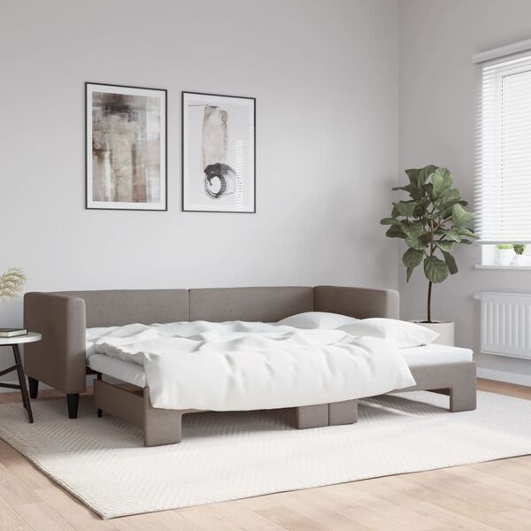 vidaXL daybed med udtræk 80x200 cm stof gråbrun