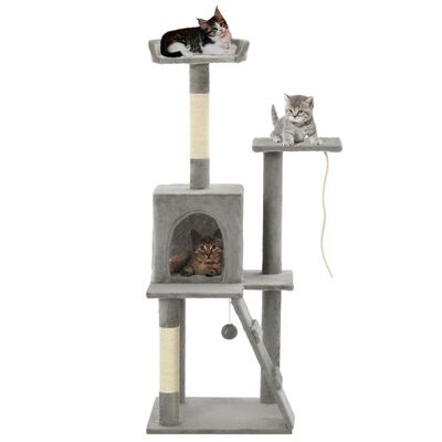 vidaXL kradsetræ til katte med sisal-kradsestolper 120 cm grå