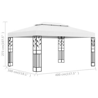 vidaXL pavillon med dobbelttag 3x4 m hvid