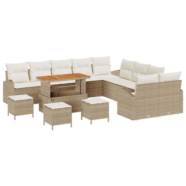 vidaXL Havesofa S&aelig;t med pude med opbevaring 14 pcs Beige og creme
