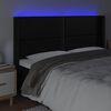vidaXL sengegavl med LED-lys 163x16x118/128 cm kunstl&aelig;der sort