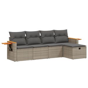 vidaXL sofas&aelig;t 5 dele med hynder polyrattan gr&aring;