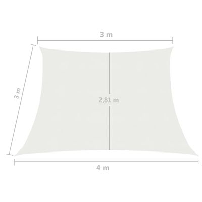 vidaXL solsejl 160 g/m² 3/4x3 m HDPE hvid