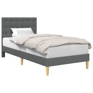 vidaXL Sengestel med hovedg&aelig;rde M&oslash;rkegr&aring; 90 x 200 cm Stof