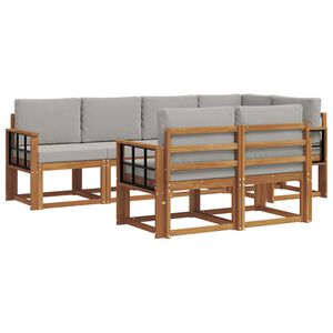 vidaXL Udend&oslash;rs sofagruppe med pude 7 pcs Naturlig og Lys Gr&aring;