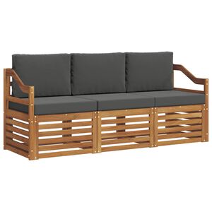 vidaXL Sofas&aelig;t 3 stk. Naturlig og Antracit Massivt Akacietr&aelig;