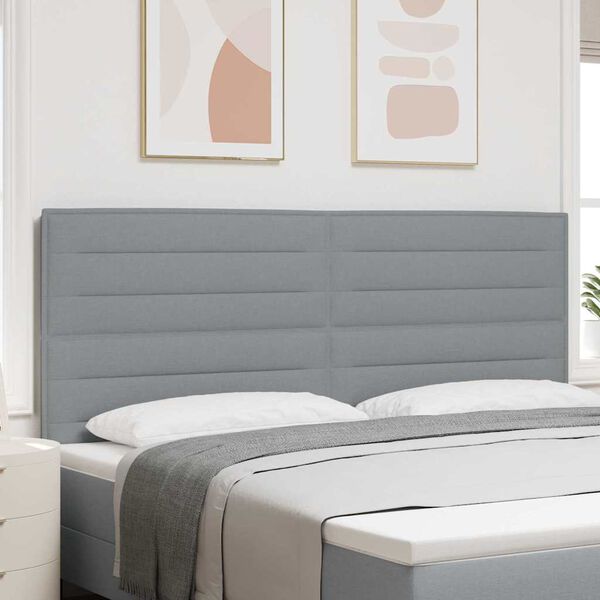 vidaXL LED sengegavl med LED -strimmellys Lysegr&aring; 200 cm Polyester