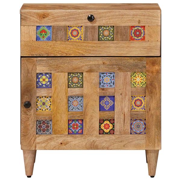 vidaXL Natskab med skuffe Naturfarvet 50 x 33 x 60 cm Massivt mangotr&aelig;