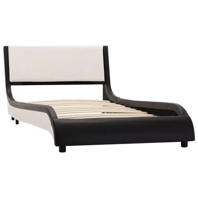 vidaXL sengestel med LED 90 x 200 cm kunstlæder sort og hvid