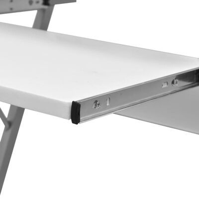 vidaXL kompakt computerbord med udtræksplade til tastetur hvid