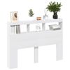 vidaXL sengegavl med opbevaring og LED-lys 140x17x102 cm hvid