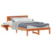 vidaXL Sengestel med hovedg&aelig;rde Voks brun 140 x 190 cm Massiv fyrretr&aelig;