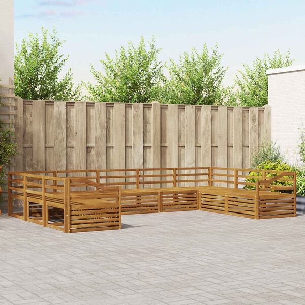 vidaXL Sofas&aelig;t 9 pcs Naturfarvet Massivt Akacietr&aelig;