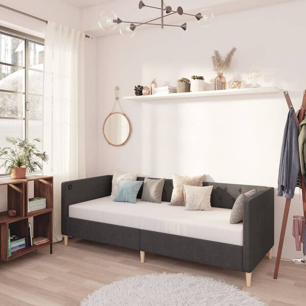 vidaXL daybed med USB 90x200 cm stof m&oslash;rkegr&aring;