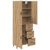 vidaXL Highboard med skuffe 2 pcs Artisan Egetr&aelig; Konstrueret tr&aelig;