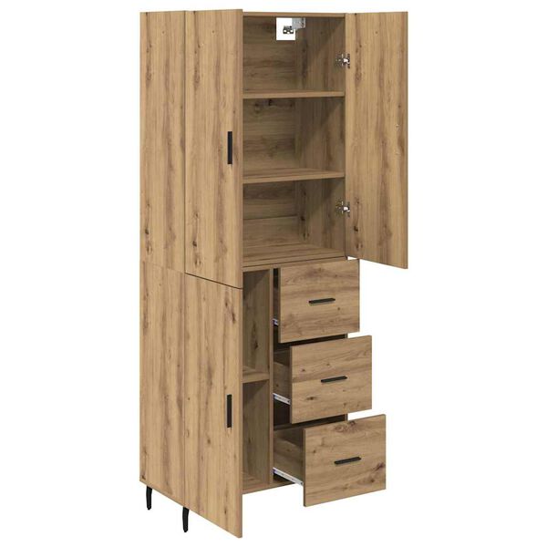 vidaXL Highboard med skuffe 2 pcs Artisan Egetr&aelig; Konstrueret tr&aelig;