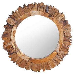 vidaXL v&aelig;gspejl 60 cm teak rund
