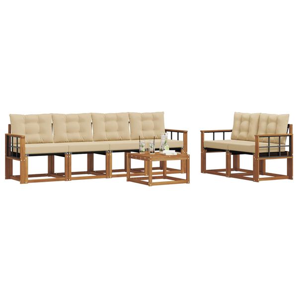 vidaXL Udend&oslash;rs sofagruppe med pude 7 pcs Naturlig og Beige