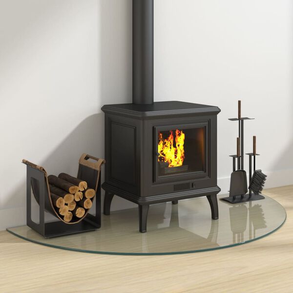 vidaXL glasplade til pejs 1200x600 mm halvrund