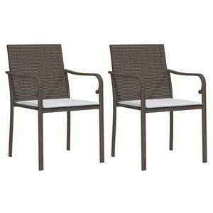 vidaXL havestole med hynder 2 stk. 56x59x84 cm polyrattan brun