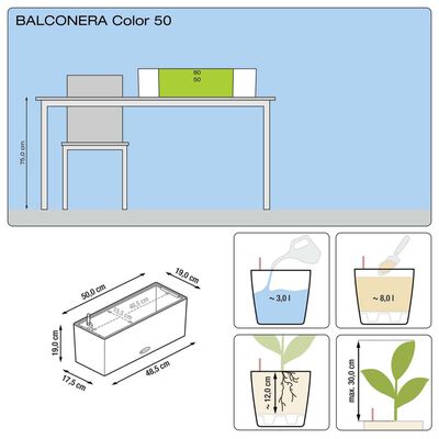 LECHUZA plantekasse Balconera Color 50 ALL-IN-ONE hvid 15670