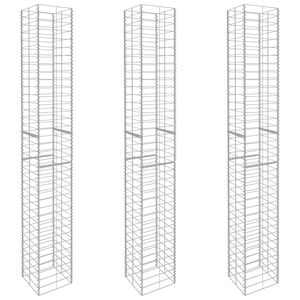 vidaXL gabionkurve 3 stk. 25 x 25 x 197 cm galvaniseret st&aring;l