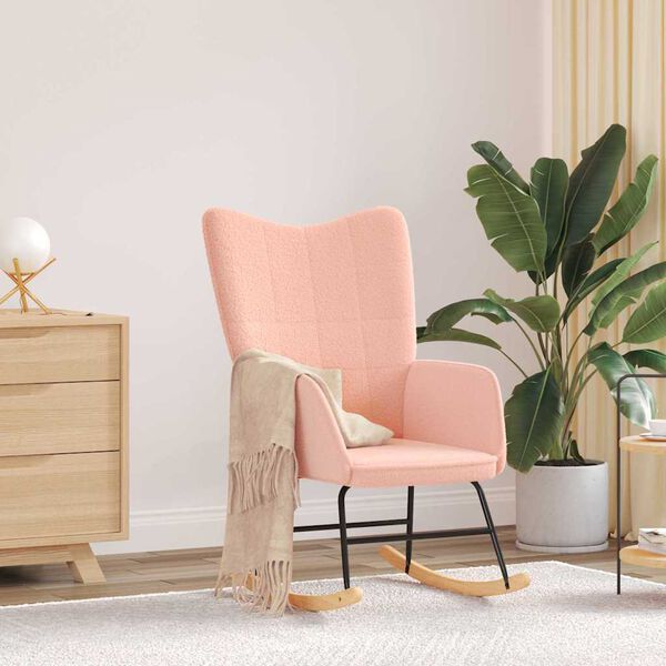 vidaXL Gyngestol Lyserød Sherpa-stof