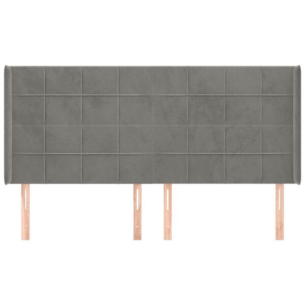 vidaXL sengegavl med kanter 203x16x118/128 cm fl&oslash;jl lysegr&aring;