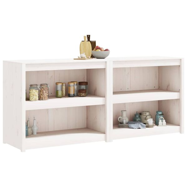 vidaXL udend&oslash;rs k&oslash;kkenskabe 2 stk. massivt fyrretr&aelig; hvid