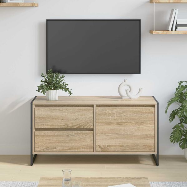 vidaXL TV-skab med skuffe Sonoma 100 x 36 x 49,5 cm Konstrueret tr&aelig;