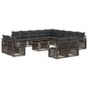 vidaXL Havesofa S&aelig;t 14 stk. Gr&aring; og M&oslash;rkegr&aring; polyrattan