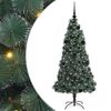 vidaXL Kunstigt pr&aelig;get juletr&aelig; med kugles&aelig;t Gr&oslash;n 150 cm PET