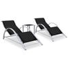 vidaXL liggestole 2 stk. med bord aluminium sort