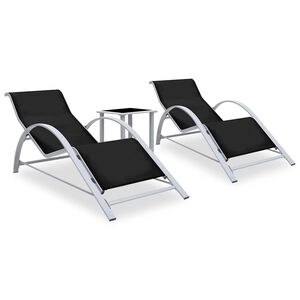 vidaXL liggestole 2 stk. med bord aluminium sort