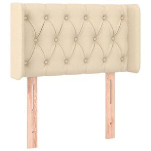 vidaXL sengegavl med kanter 83x16x78/128 cm stof cremefarvet