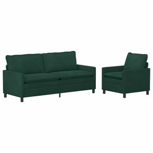 vidaXL Sofa S&aelig;t 2 stk. M&oslash;rkegr&oslash;n Fl&oslash;jl