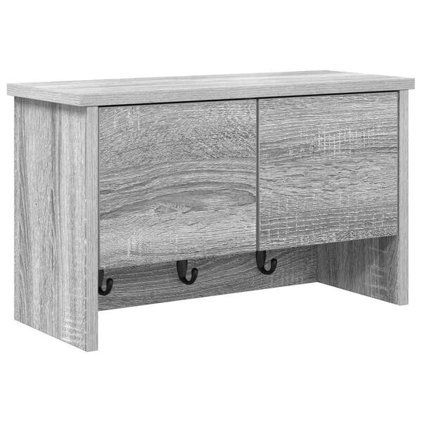 vidaXL Vægmonteret Jakkeholder med hylde Grå sonoma-eg 50 x 20 x 30 cm