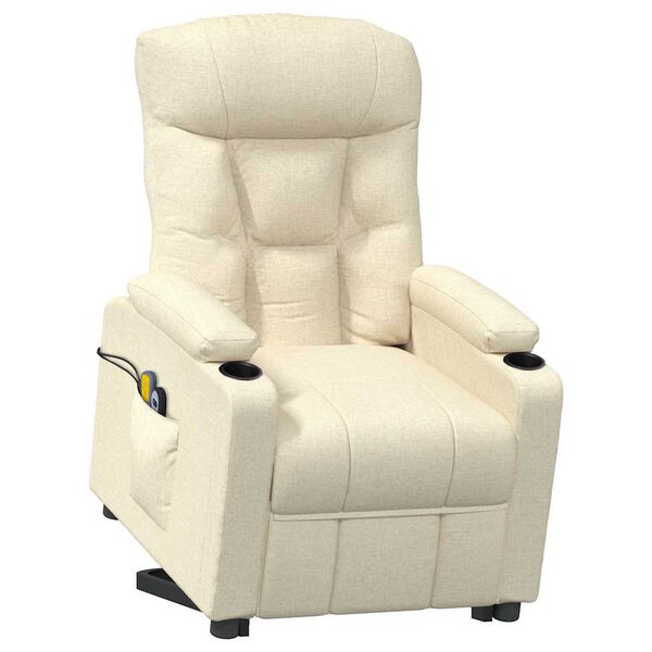 vidaXL løftestol med massagefunktion stof cremefarvet