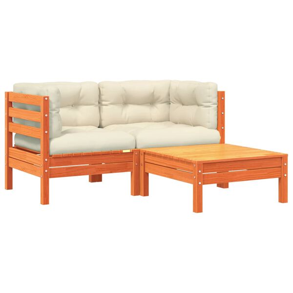 vidaXL 2-personers havesofa med hynder og fodskammel