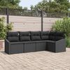 vidaXL Sofa S&aelig;t med pude 5 pcs Sort polyrattan