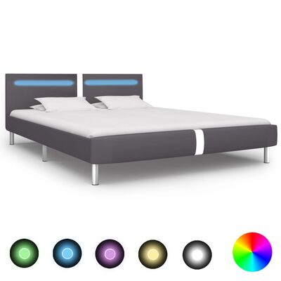 vidaXL sengestel LED 180 x 200 cm grå kunstlæder