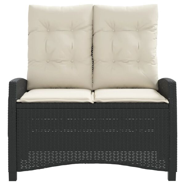 vidaXL haveb&aelig;nk med hynder og l&aelig;nefunktion polyrattan sort