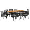 vidaXL Have Spisebordss&aelig;t 9 pcs Sort polyrattan