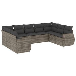 vidaXL sofas&aelig;t til haven 9 dele med hynder polyrattan gr&aring;