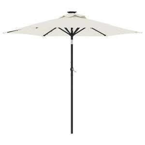 vidaXL parasol med LED-lys og st&aring;lstang 225x225x212 cm hvid